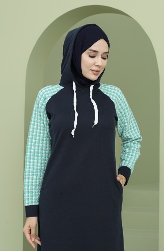 Dunkelblau Hijab Kleider 50108-05
