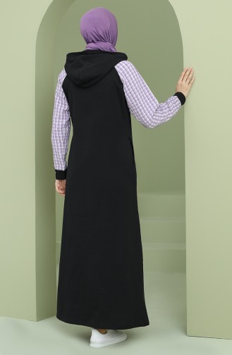 Kapüşonlu Garnili Spor Elbise 50108-06 Siyah