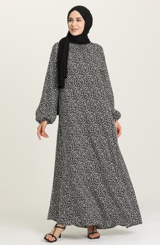 Schwarz Hijab Kleider 3296B-01