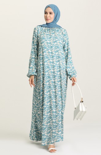 Hellblau Hijab Kleider 3296B-02