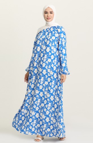 Saks-Blau Hijab Kleider 3296B-04