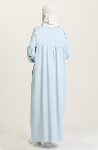 Robalı Boydan Düğmeli Elbise 21Y8402A-02 Buz Mavisi