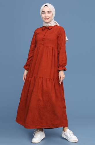 Brick Red Hijab Dress 22K8437-02