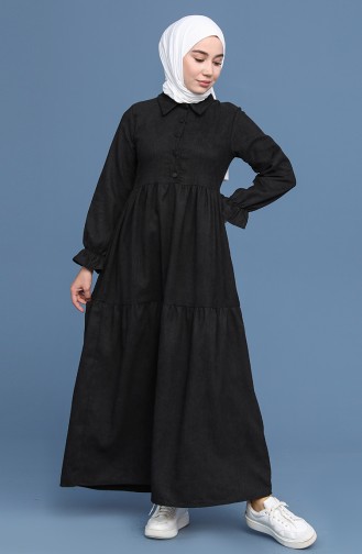 Schwarz Hijab Kleider 22K8437-03