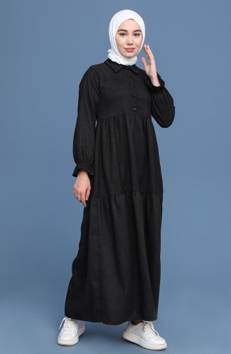 Schwarz Hijab Kleider 22K8437-03