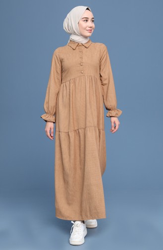 Beige Hijab Kleider 22K8437-04