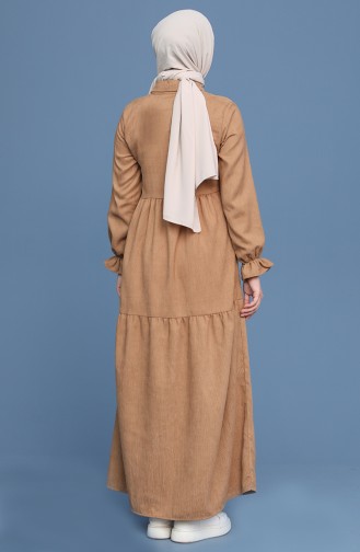 Beige Hijab Dress 22K8437-04