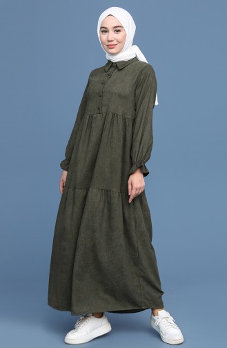 Khaki Hijab Kleider 22K8437-05