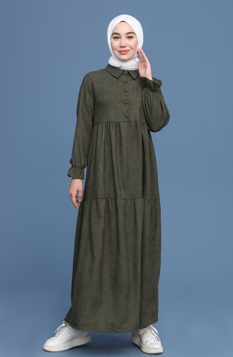 Khaki Hijab Kleider 22K8437-05