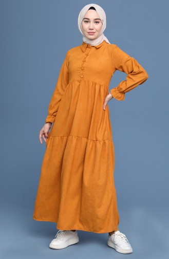 Mustard Hijab Dress 22K8437-06