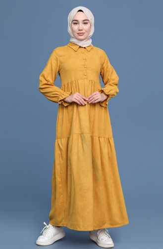 Yellow Hijab Dress 22K8437-09