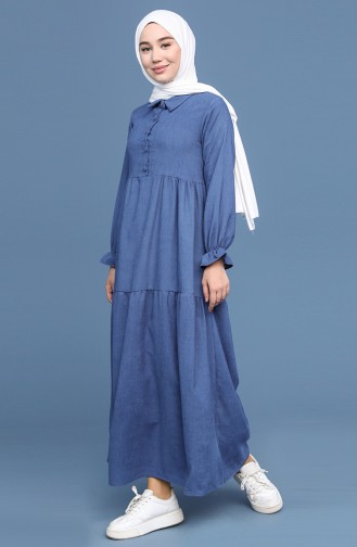 Indigo Hijab Dress 22K8437-10