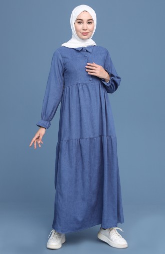 Indigo Hijab Dress 22K8437-10