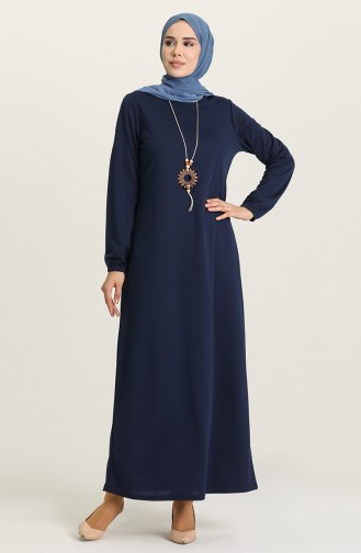 Navy Blue Hijab Dress 8989-04