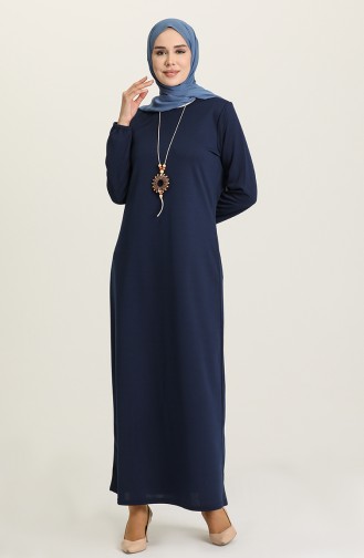 Navy Blue Hijab Dress 8989-04