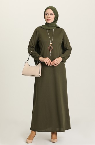 Khaki Hijab Dress 8989-05