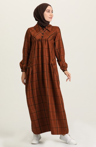 Brown Hijab Dress 22K8450-01