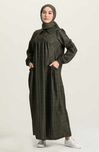 Khaki Hijab Kleider 22K8450-02