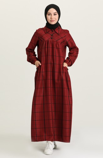 Claret Red Hijab Dress 22K8450-04