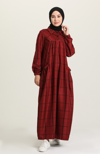 Claret Red Hijab Dress 22K8450-04