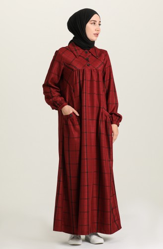Claret Red Hijab Dress 22K8450-04
