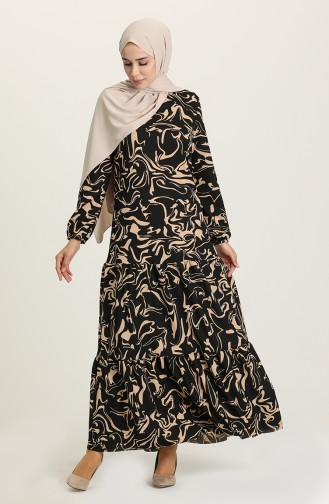 Creme Hijab Kleider 15028B-04