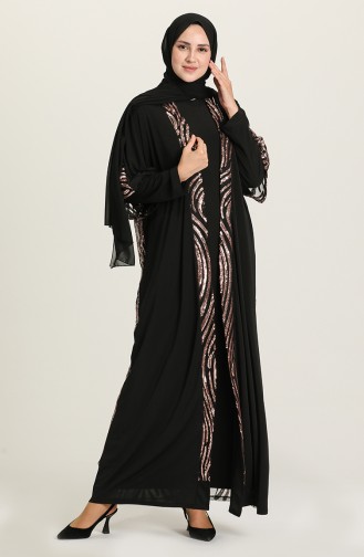 Copper Hijab Evening Dress 8100-01