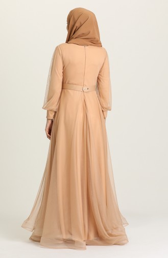 Gold Hijab Evening Dress 4949-06