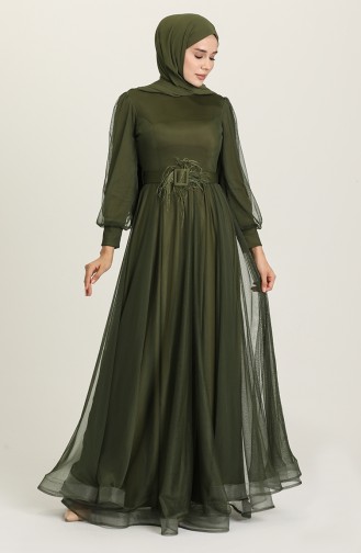 Khaki Hijab-Abendkleider 4949-07