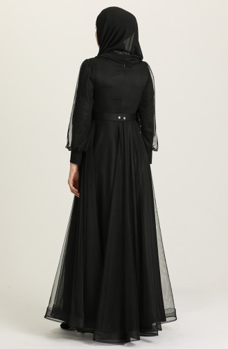 Black Hijab Evening Dress 4949-09