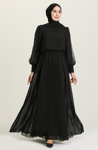 Black Hijab Evening Dress 5403-05