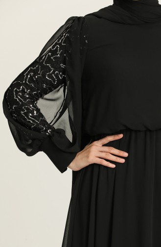 Black Hijab Evening Dress 5403-05