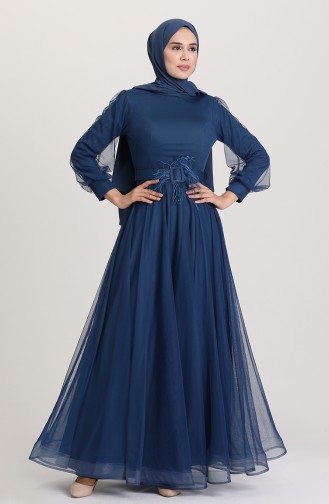 Indigo Hijab Evening Dress 4949-08