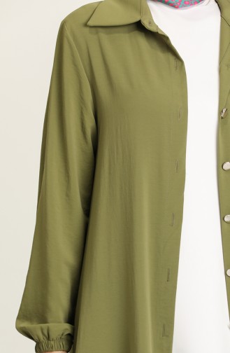 Düğmeli Tunik Pantolon İkili Takım 1004-06 Haki Yeşil