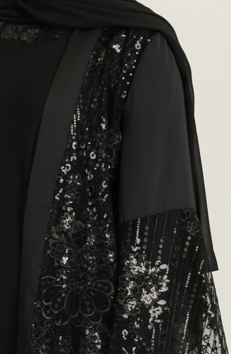 Black Hijab Evening Dress 8102-01