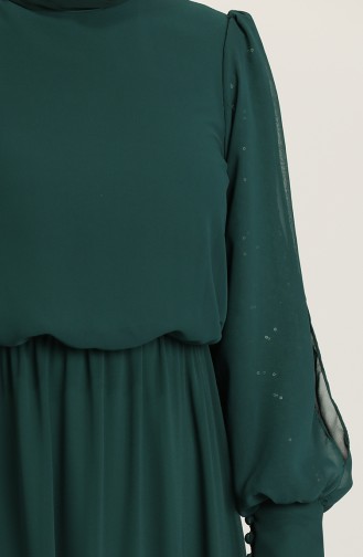 Emerald Green Hijab Evening Dress 5403-01