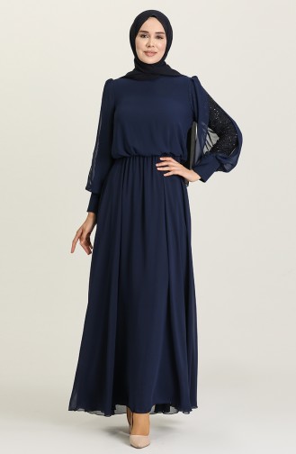 Dunkelblau Hijab-Abendkleider 5403-02