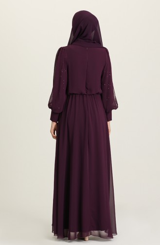 Purple Hijab Evening Dress 5403-03