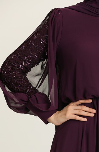 Purple Hijab Evening Dress 5403-03