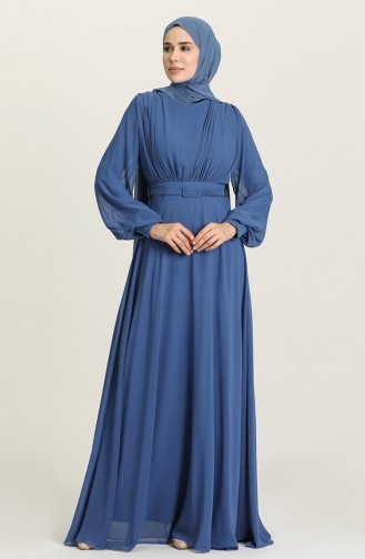 Indigo Hijab Evening Dress 5422-11