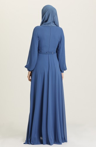 Indigo Hijab Evening Dress 5422-11