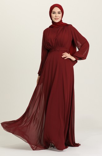 Dunkel Weinrot Hijab-Abendkleider 5422-13