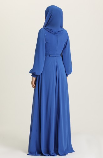 Saks-Blau Hijab-Abendkleider 5422-14