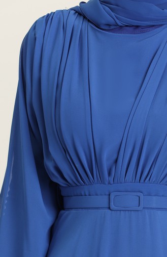 Saks-Blau Hijab-Abendkleider 5422-14