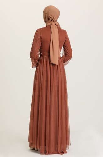 Brown Hijab Evening Dress 5514-16
