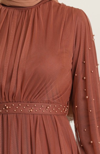 Brown Hijab Evening Dress 5514-16