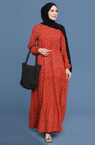 Red Hijab Dress 3303-02