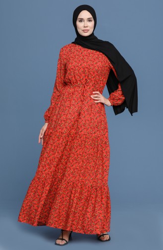 Rot Hijab Kleider 3303-02