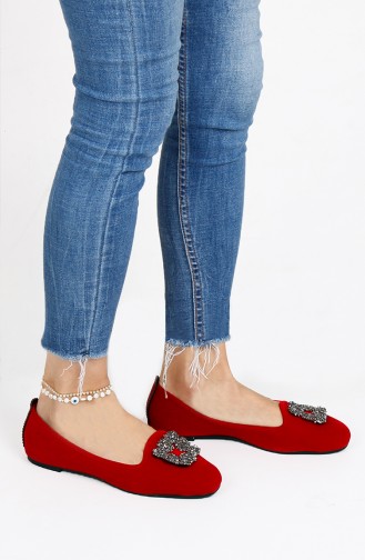 Red Woman Flat Shoe 0189-08