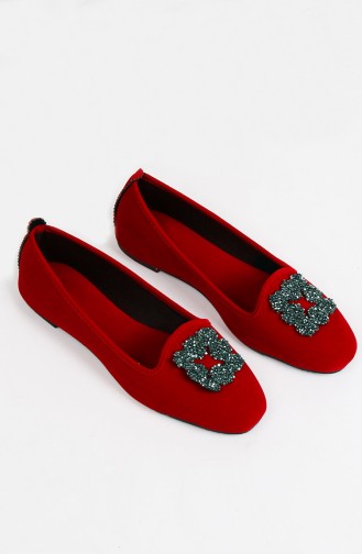 Red Woman Flat Shoe 0189-08